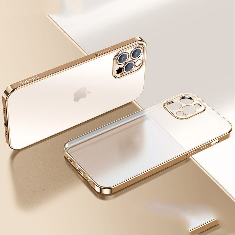 Coque de protection en silicone transparente mate avec cadre carré de luxe