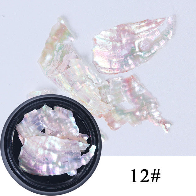 Nail Shell Ornaments – Iridescent Crushed Shell Flakes for DIY Acrylic & Gel Nail Art