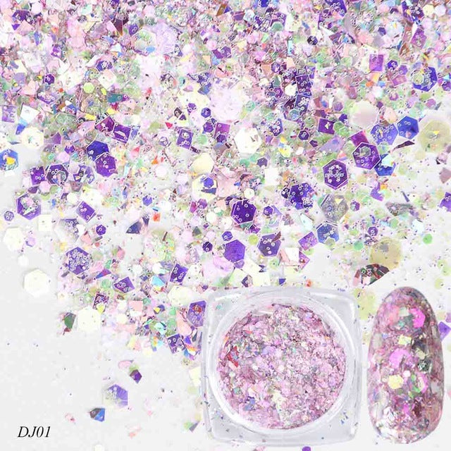 12 Color Light-Changing Nail Art Glitter – Onion Pink Symphony Sequins for DIY & Salon Designs