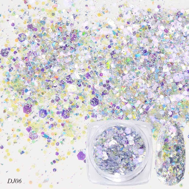 12 Color Light-Changing Nail Art Glitter – Onion Pink Symphony Sequins for DIY & Salon Designs