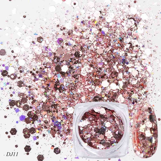 12 Color Light-Changing Nail Art Glitter – Onion Pink Symphony Sequins for DIY & Salon Designs