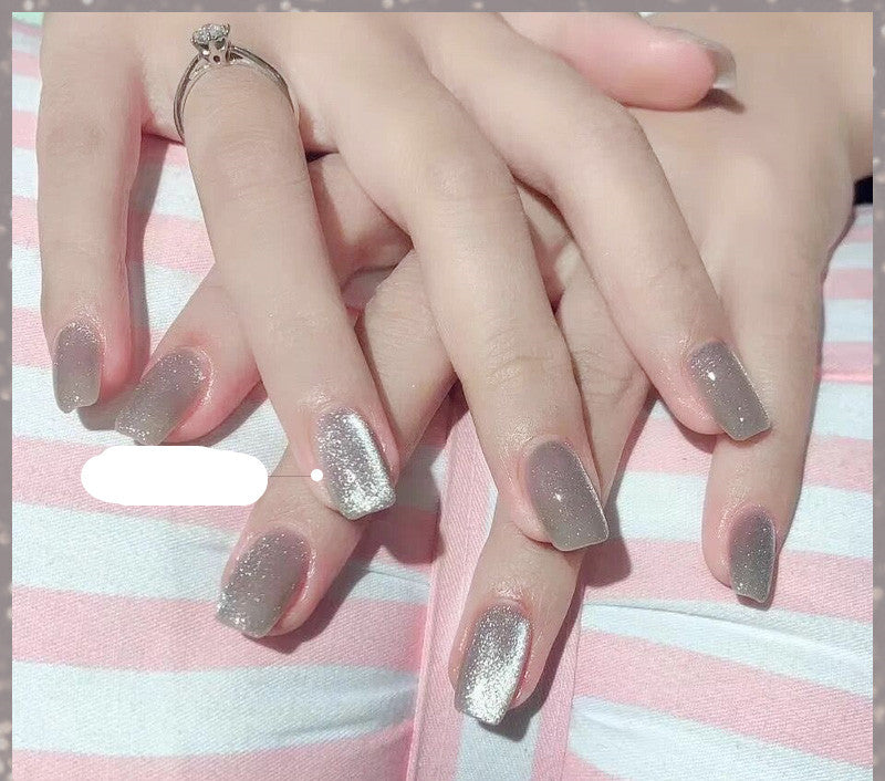 Milk Tea Crystal Cat Eye Nail Polish – Magnetic Gel Polish with Shimmer Stone Effect