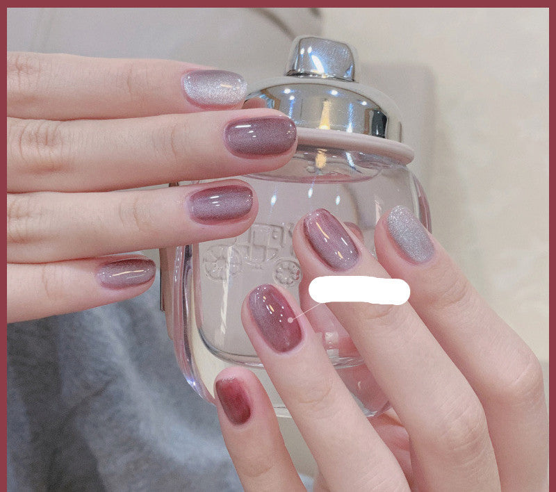 Milk Tea Crystal Cat Eye Nail Polish – Magnetic Gel Polish with Shimmer Stone Effect