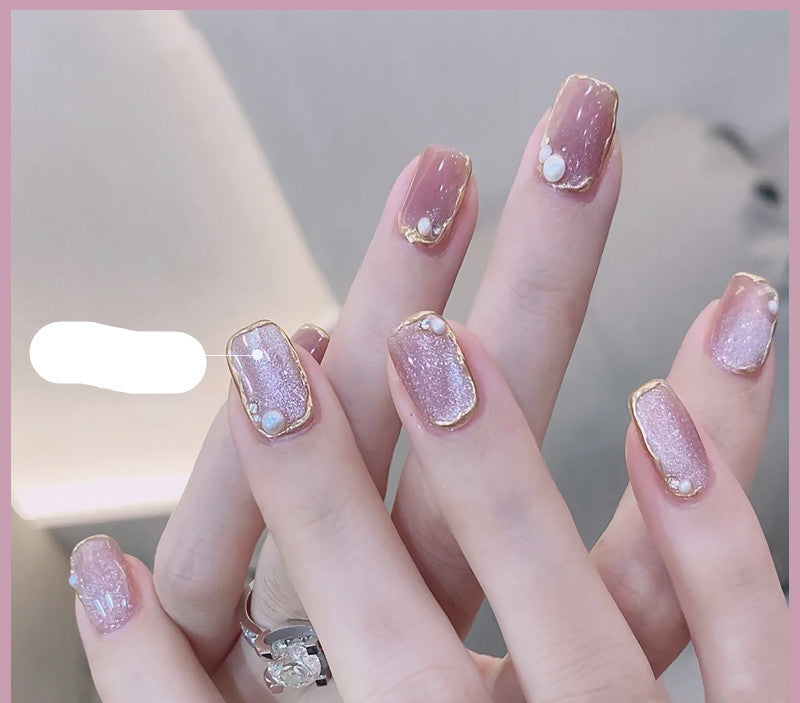 Milk Tea Crystal Cat Eye Nail Polish – Magnetic Gel Polish with Shimmer Stone Effect
