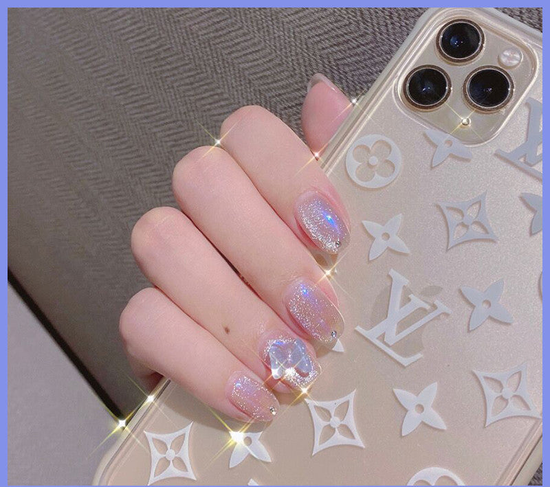 Milk Tea Crystal Cat Eye Nail Polish – Magnetic Gel Polish with Shimmer Stone Effect