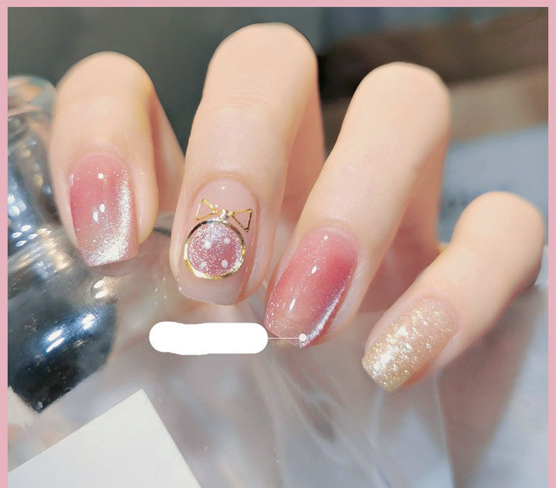 Milk Tea Crystal Cat Eye Nail Polish – Magnetic Gel Polish with Shimmer Stone Effect
