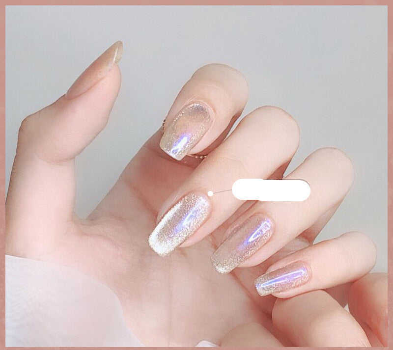 Milk Tea Crystal Cat Eye Nail Polish – Magnetic Gel Polish with Shimmer Stone Effect