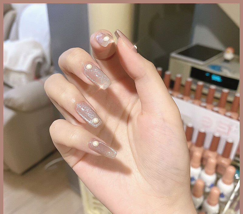 Milk Tea Crystal Cat Eye Nail Polish – Magnetic Gel Polish with Shimmer Stone Effect