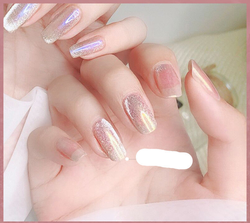 Milk Tea Crystal Cat Eye Nail Polish – Magnetic Gel Polish with Shimmer Stone Effect