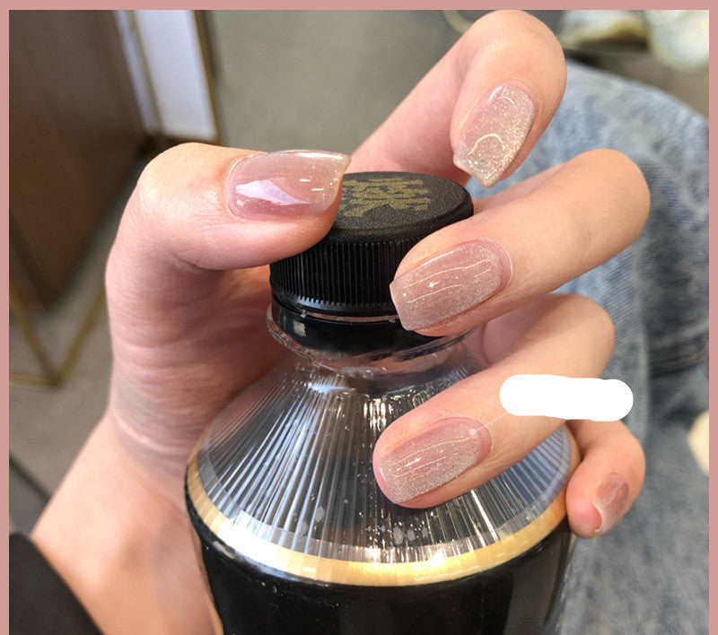 Milk Tea Crystal Cat Eye Nail Polish – Magnetic Gel Polish with Shimmer Stone Effect