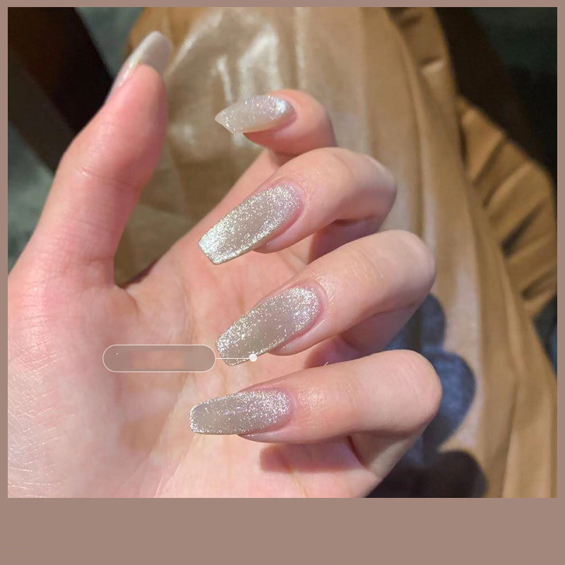 Milk Tea Crystal Cat Eye Nail Polish – Magnetic Gel Polish with Shimmer Stone Effect