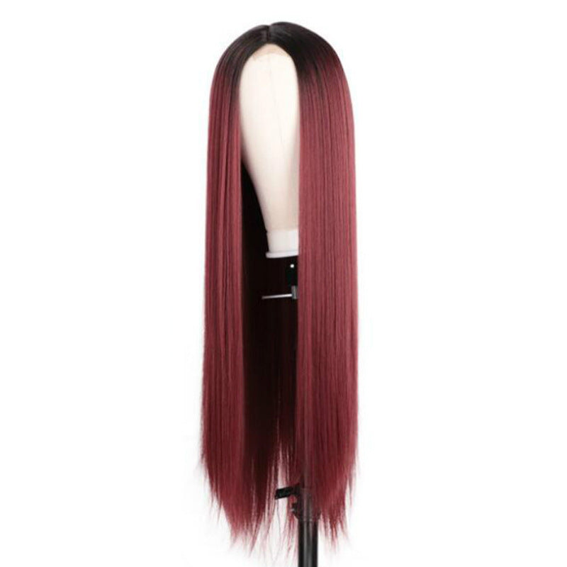Ombre Long Straight Wig – Natural Fade Synthetic / Human Hair Options