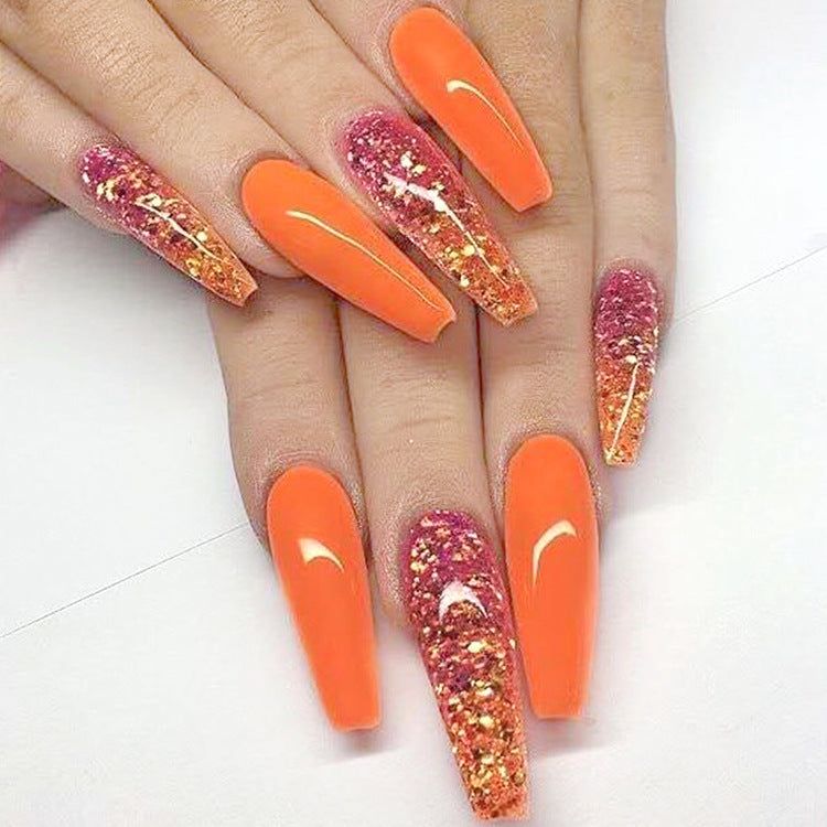 Long Ballet Fake Nails – Flat & Pointed Water Drop Design Press-On Tips for DIY & Salon Manicure