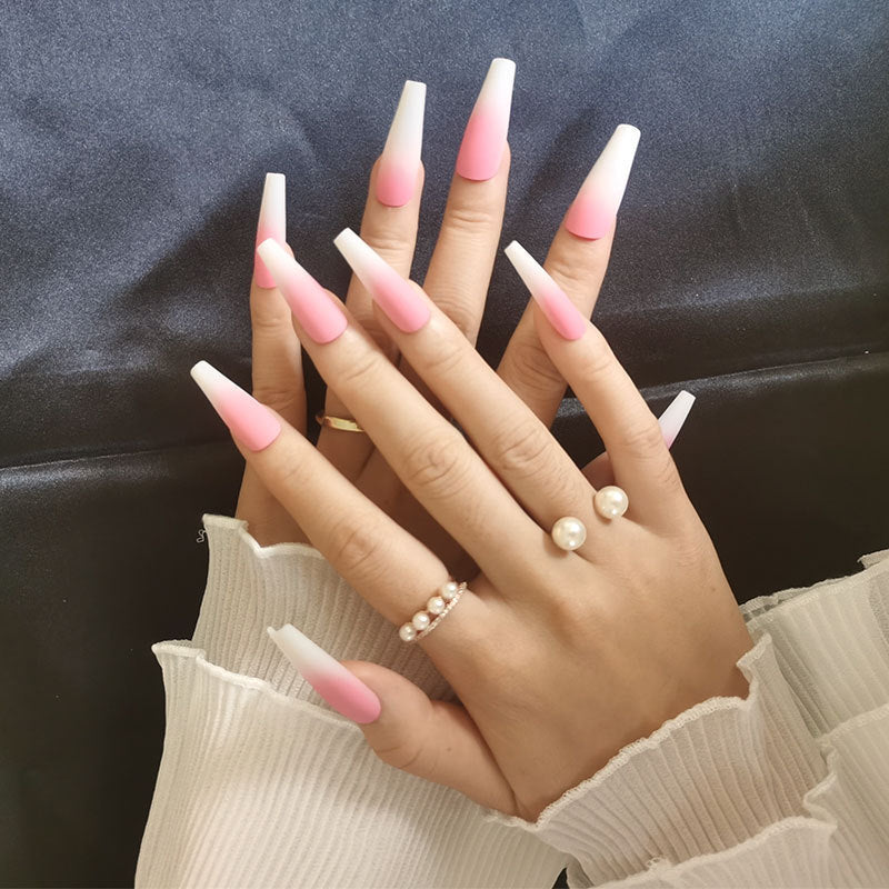 Long Ballet Fake Nails – Flat & Pointed Water Drop Design Press-On Tips for DIY & Salon Manicure