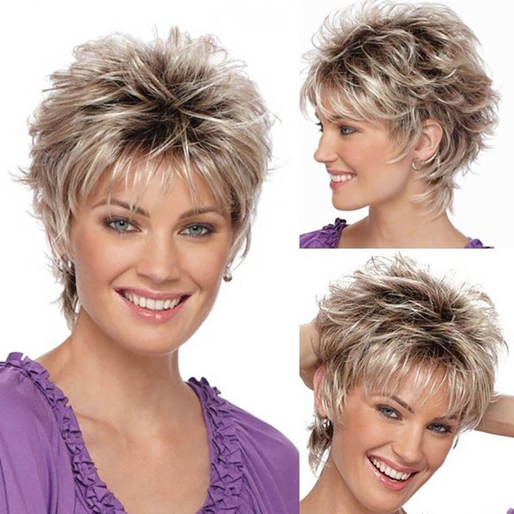 Golden Brown Melange Short Wig – Natural-Look Short Hair for Women