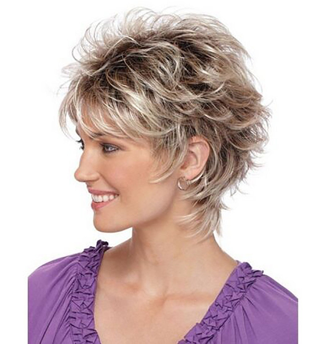 Golden Brown Melange Short Wig – Natural-Look Short Hair for Women