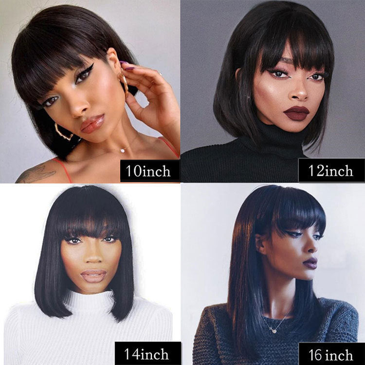 UNice Full Machine Human Hair Wig – Natural Black Glueless Wig for Black Women