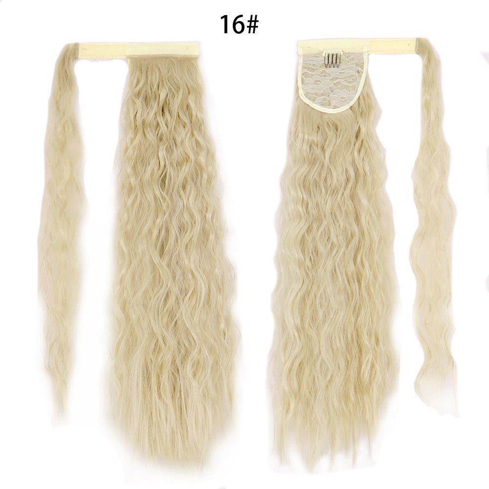 Water Wave Ponytail Wig – Velcro Wrap Synthetic High-Temperature Fiber