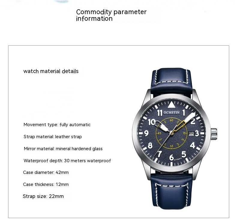 Metal Automatic Mechanical Leather Waterproof Men’s Luminous Watch – HZ Mobile