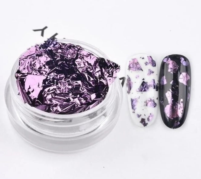 Tin Foil Nail Art Fragments – Metallic Nail Jewelry Flakes for DIY Acrylic & Gel Designs