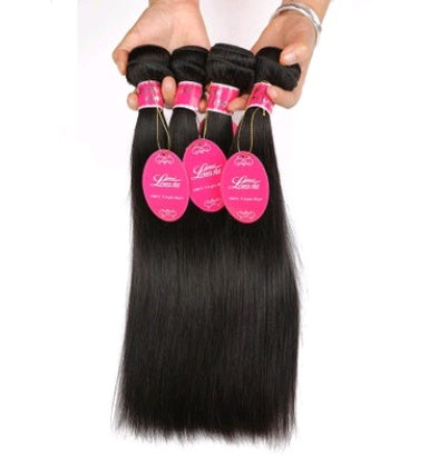 Real Human Hair Straight Wave Extensions – Natural Color Weave Bundles & Wig Hair Curtain