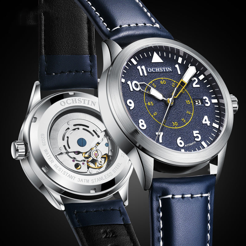 Metal Automatic Mechanical Leather Waterproof Men’s Luminous Watch – HZ Mobile