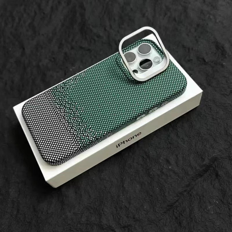 Woven Pattern Autumn & Winter Solid Color Drop-Resistant iPhone Case