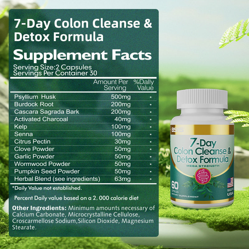 7-Day Colon Cleanse & Detox Capsules – Natural Digestive Support & Gentle Detox Formula