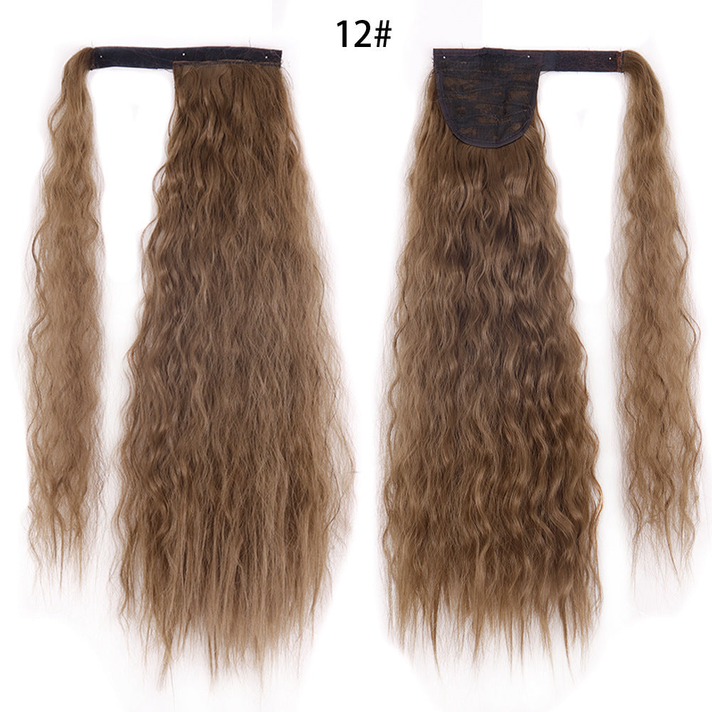 Water Wave Ponytail Wig – Velcro Wrap Synthetic High-Temperature Fiber