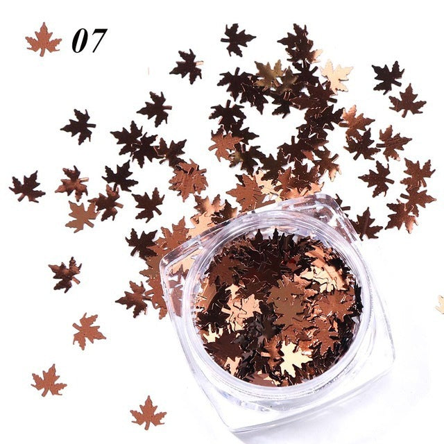 Gradient Maple Leaf Nail Sequins – Autumn Iridescent Glitter Flakes for DIY Acrylic & Gel Nails