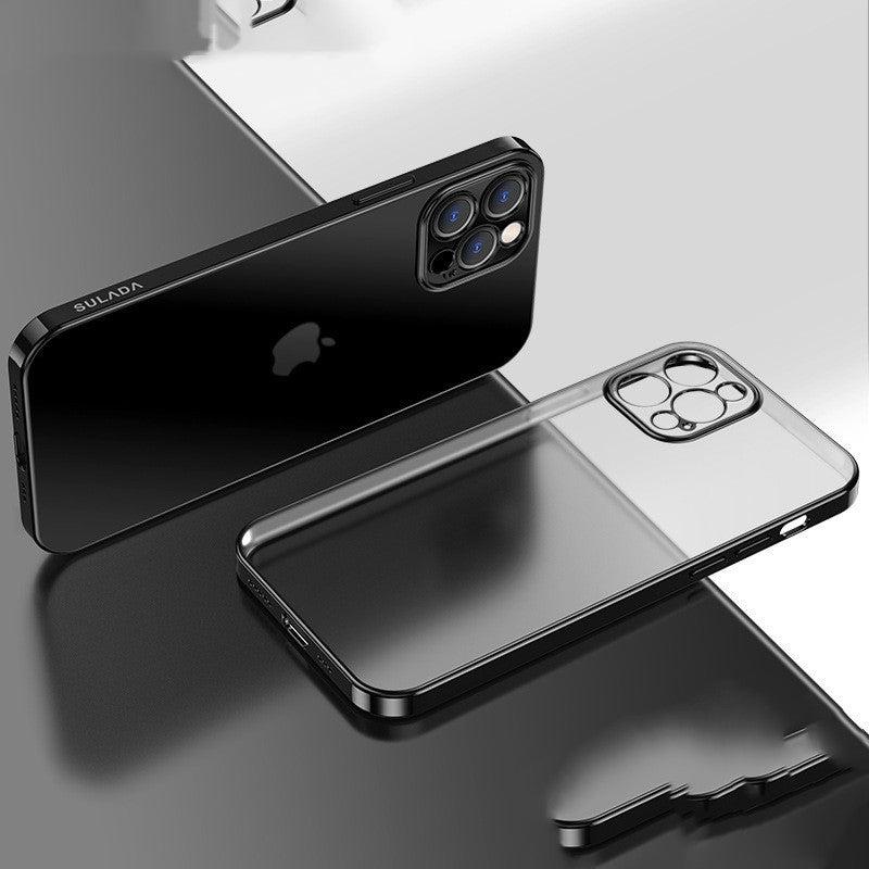 Coque de protection en silicone transparente mate avec cadre carré de luxe