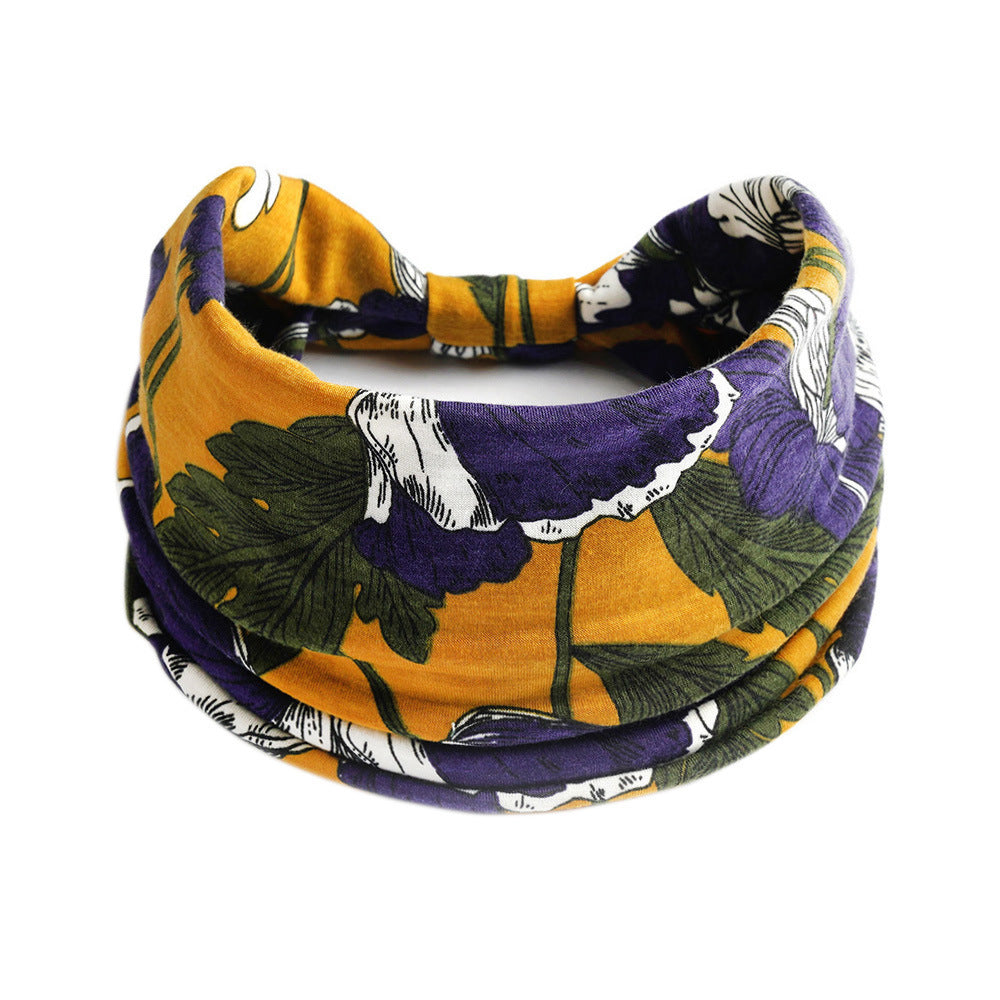 Bohemian Yoga Sports Headband – Cashew Print, Sweat-Absorbent & Non-Slip Elastic Hairband