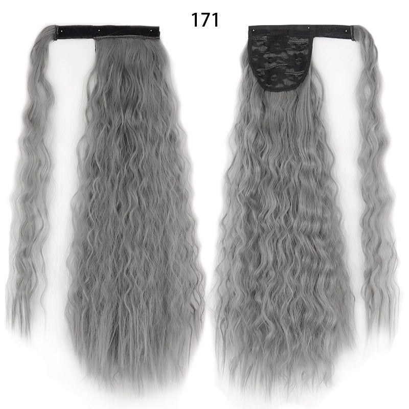 Water Wave Ponytail Wig – Velcro Wrap Synthetic High-Temperature Fiber