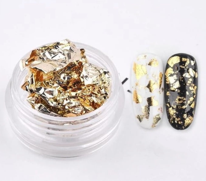 Tin Foil Nail Art Fragments – Metallic Nail Jewelry Flakes for DIY Acrylic & Gel Designs