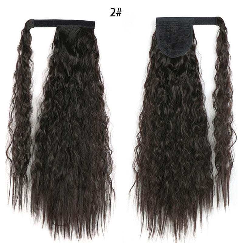 Water Wave Ponytail Wig – Velcro Wrap Synthetic High-Temperature Fiber