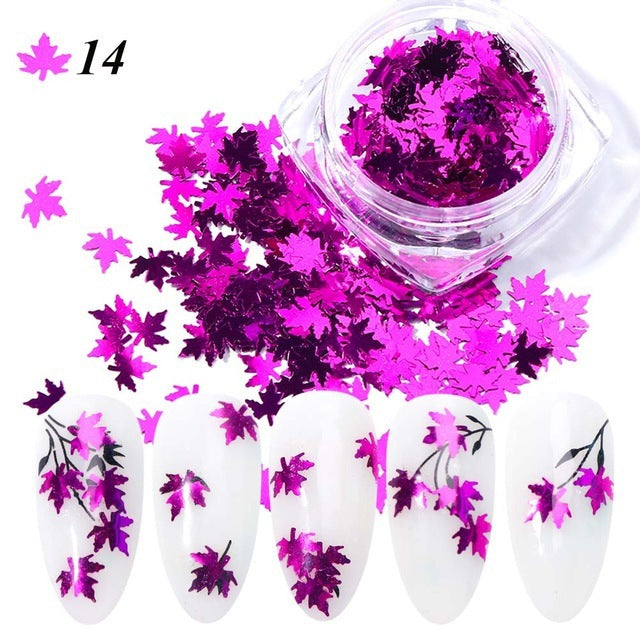 Gradient Maple Leaf Nail Sequins – Autumn Iridescent Glitter Flakes for DIY Acrylic & Gel Nails