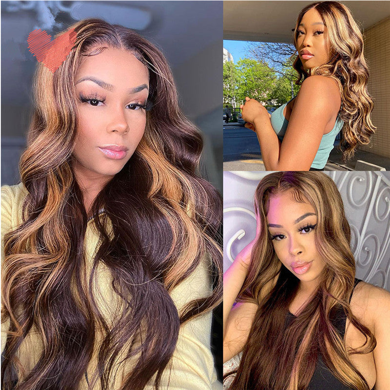 Women’s Fashion Long Curly Wig – Foreign Trade Synthetic Fiber Wigs with Rose Net Cap