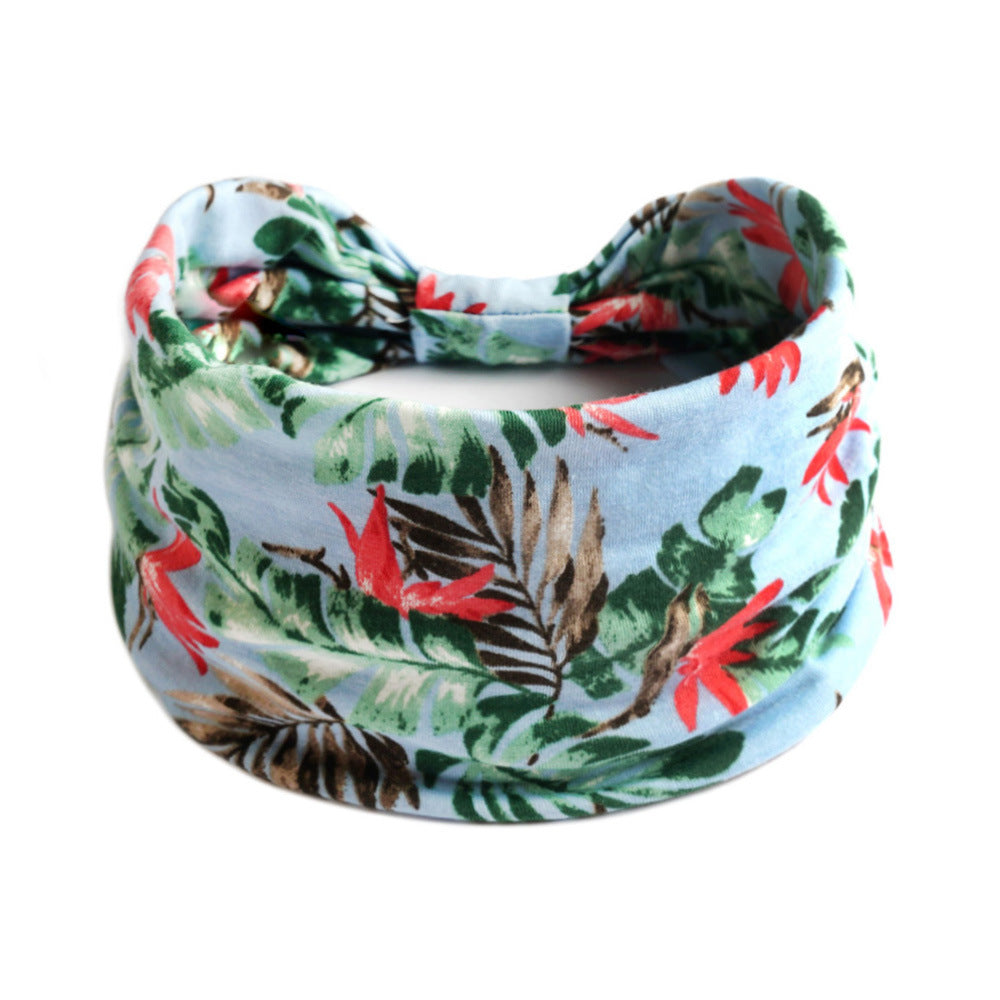 Bohemian Yoga Sports Headband – Cashew Print, Sweat-Absorbent & Non-Slip Elastic Hairband