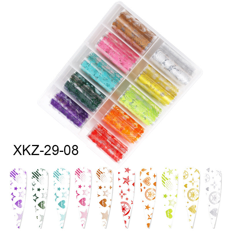 Butterfly & Star Nail Transfer Paper – Laser Foil Stickers for DIY European & American Nail Art