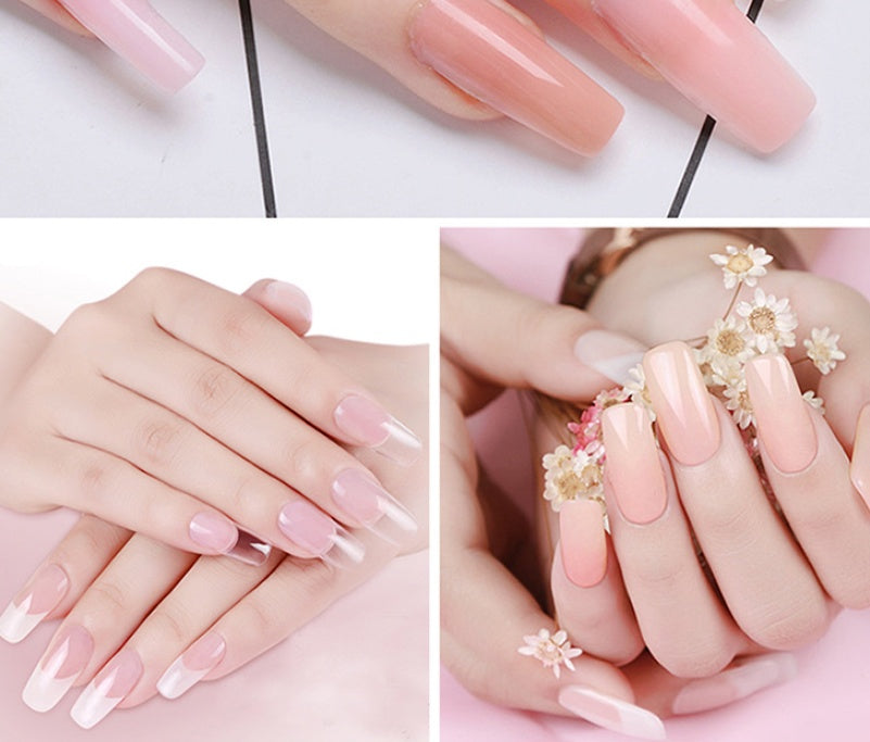100 Pcs Crystal Transparent False Nails with Solid-State Extension Glue – Easy DIY Nail Extensions