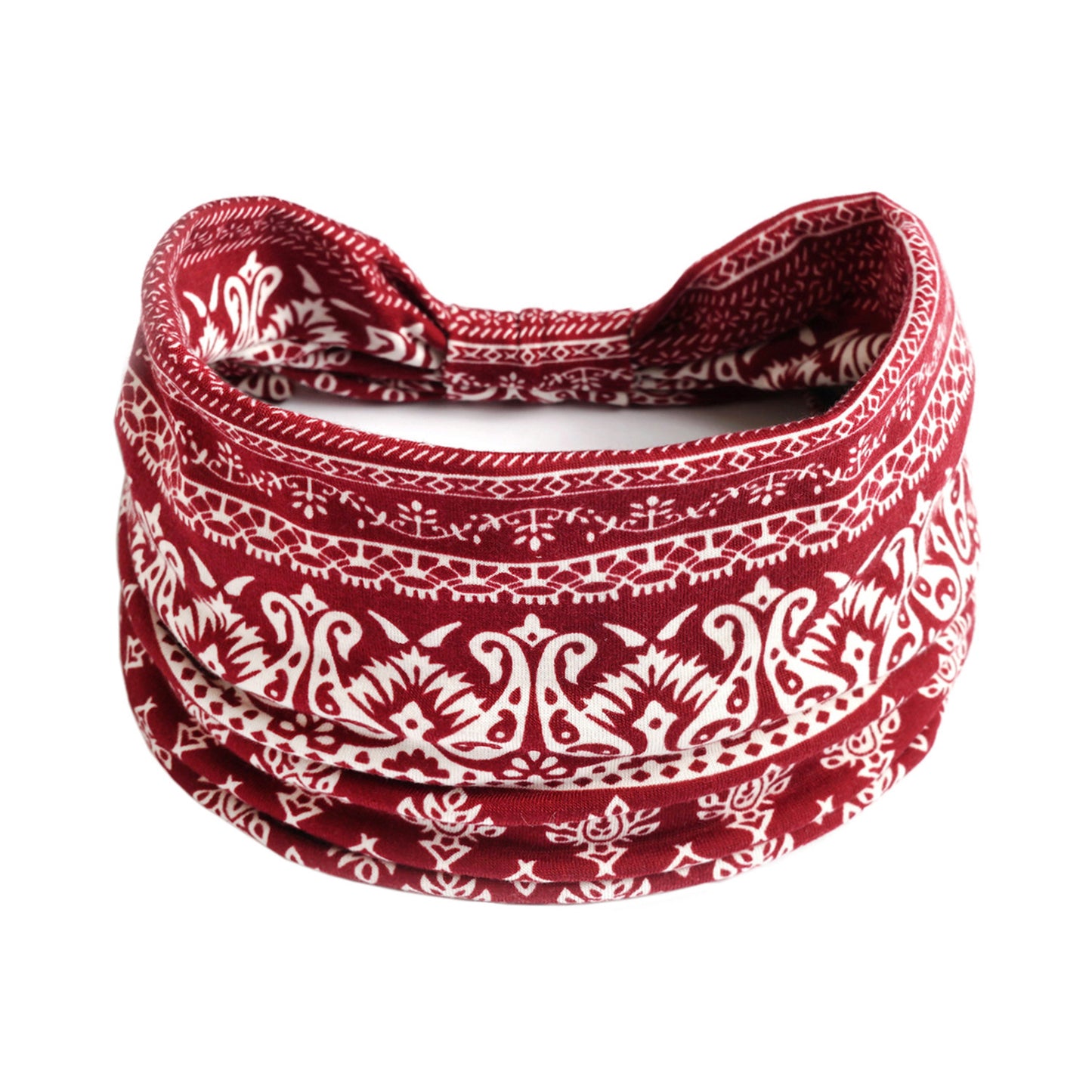 Bohemian Yoga Sports Headband – Cashew Print, Sweat-Absorbent & Non-Slip Elastic Hairband