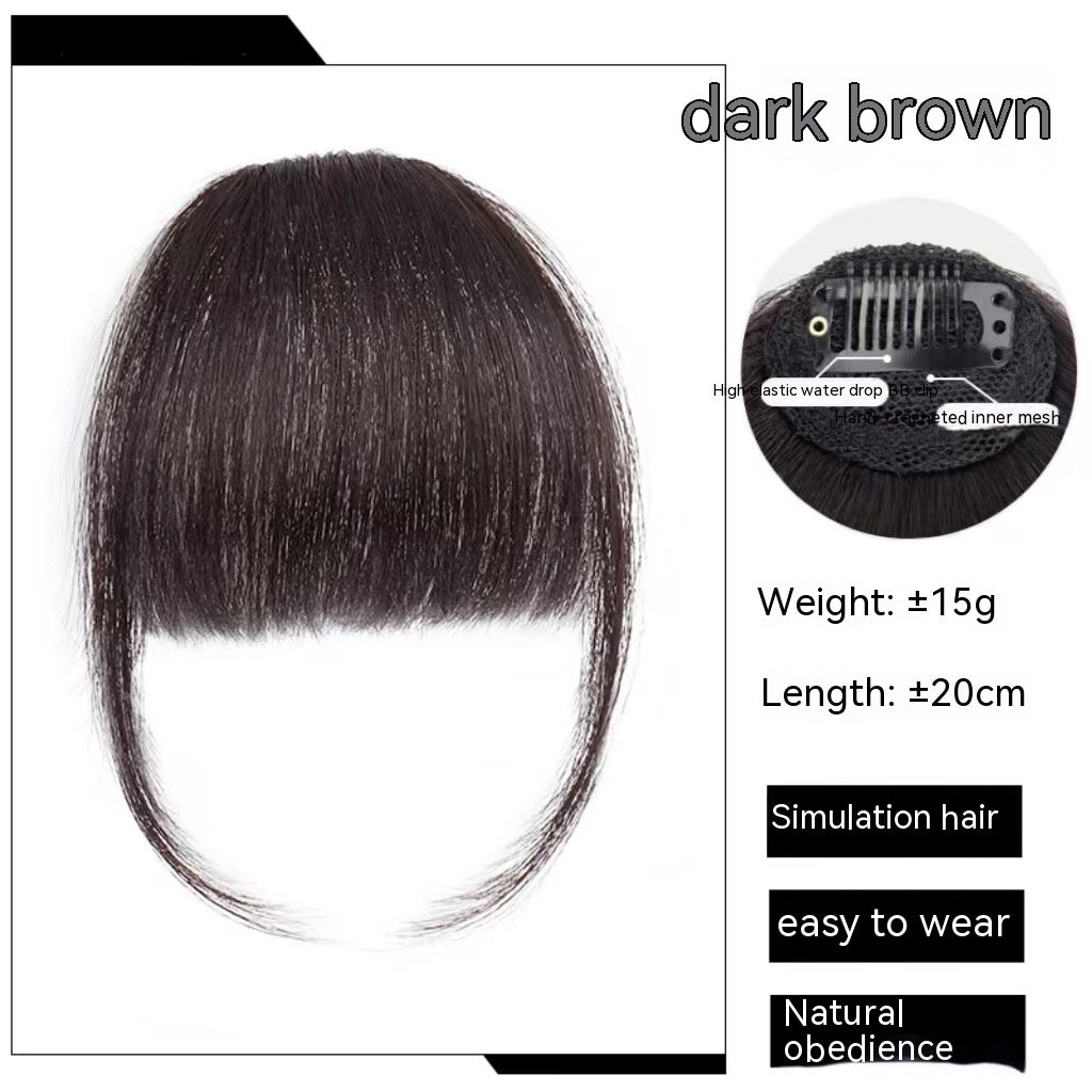 Natural Straight Bangs Hairpiece – Seamless Invisible Clip-In Fringe Wig