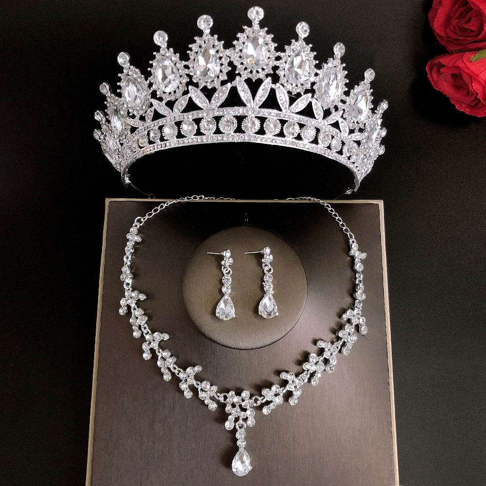 Royal Queen Bridal Jewelry Set – Luxury Wedding Tiara & Earrings Necklace Set for Women