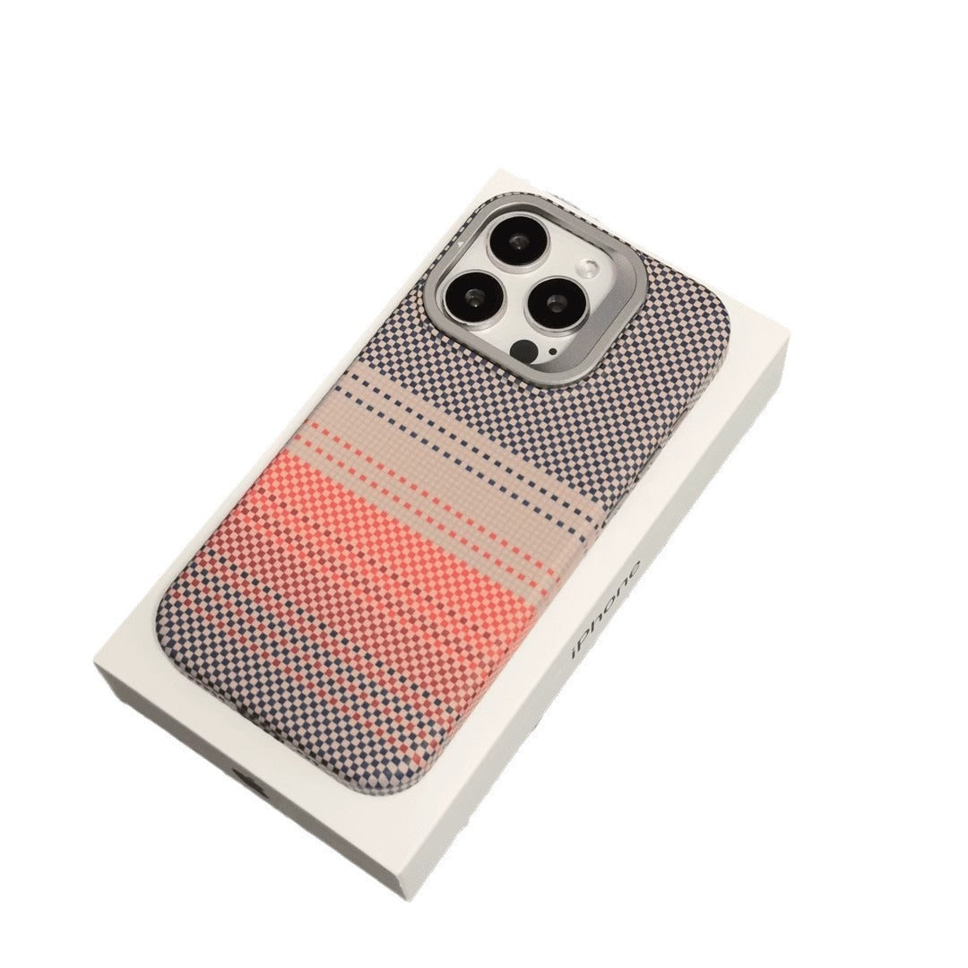 Woven Pattern Autumn & Winter Solid Color Drop-Resistant iPhone Case