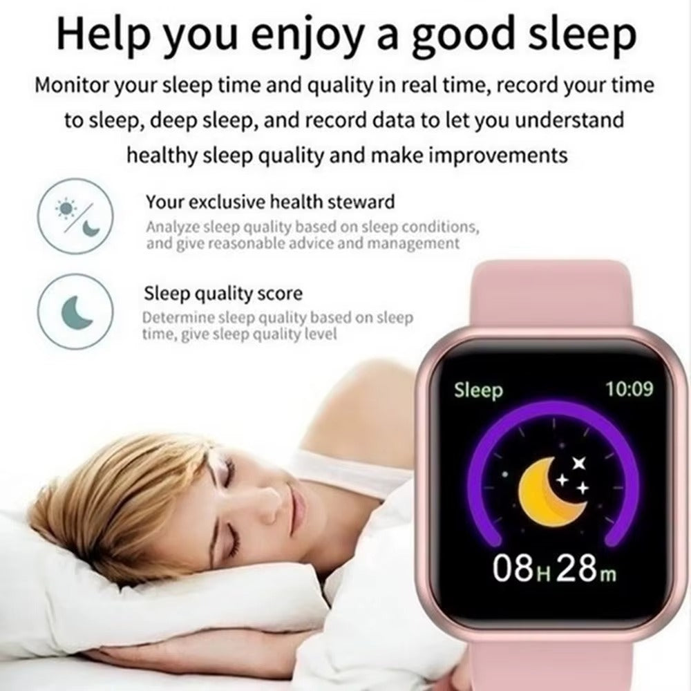 Montre connectée Y68 D20 – Tracker d'activité Bluetooth multifonction pour hommes et femmes