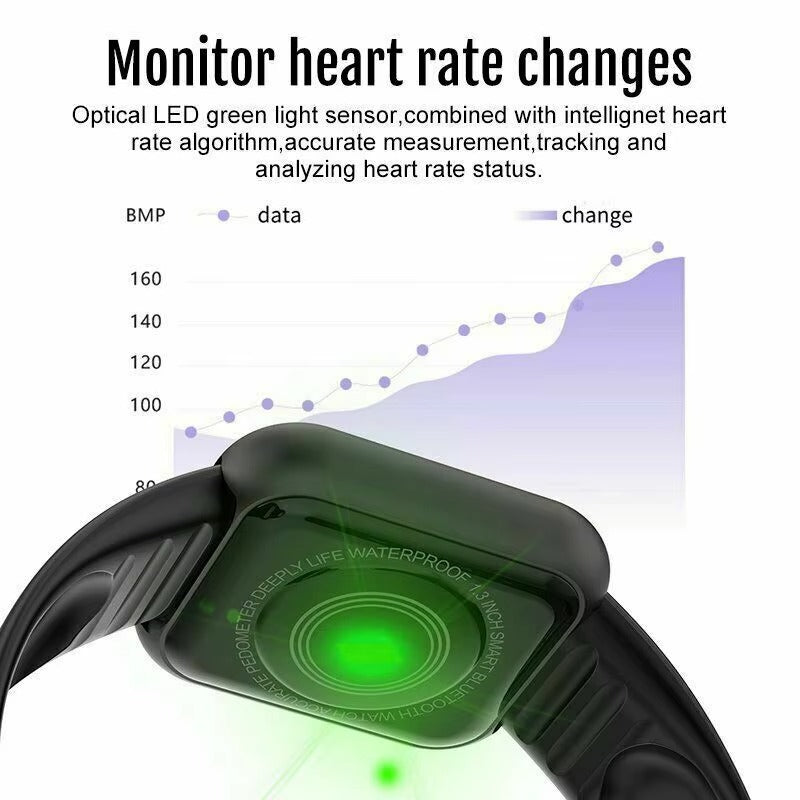 Montre connectée Y68 D20 – Tracker d'activité Bluetooth multifonction pour hommes et femmes
