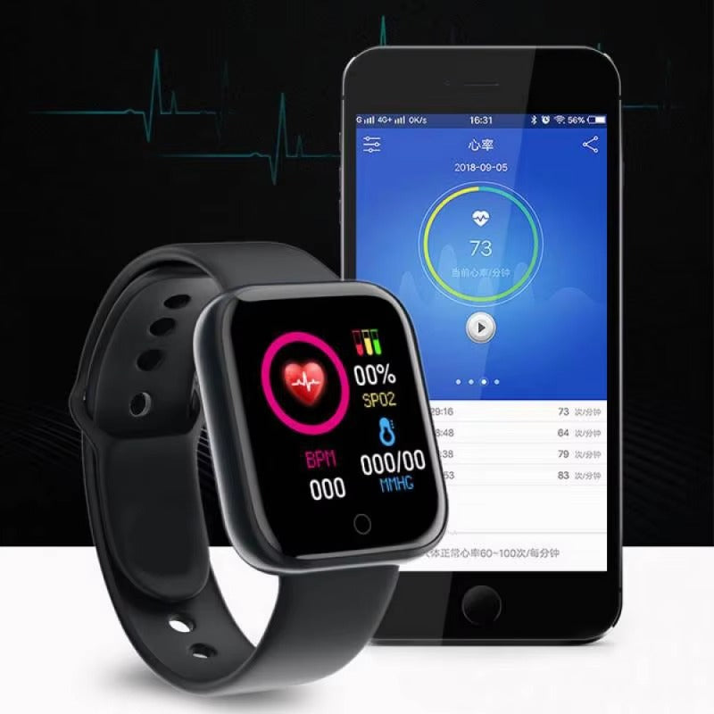 Montre connectée Y68 D20 – Tracker d'activité Bluetooth multifonction pour hommes et femmes