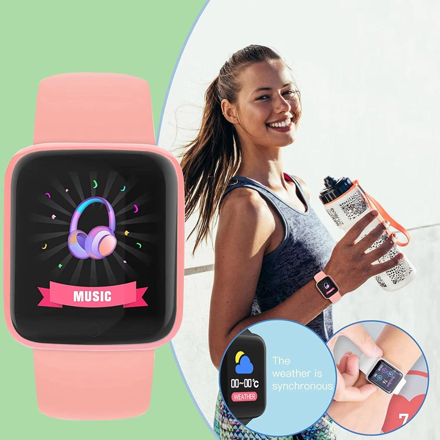 Montre connectée Y68 D20 – Tracker d'activité Bluetooth multifonction pour hommes et femmes