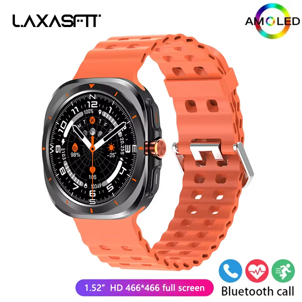 Montre connectée LAXASFIT avec écran AMOLED de 1,52 pouce – Bluetooth, conversation, fitness et suivi sportif