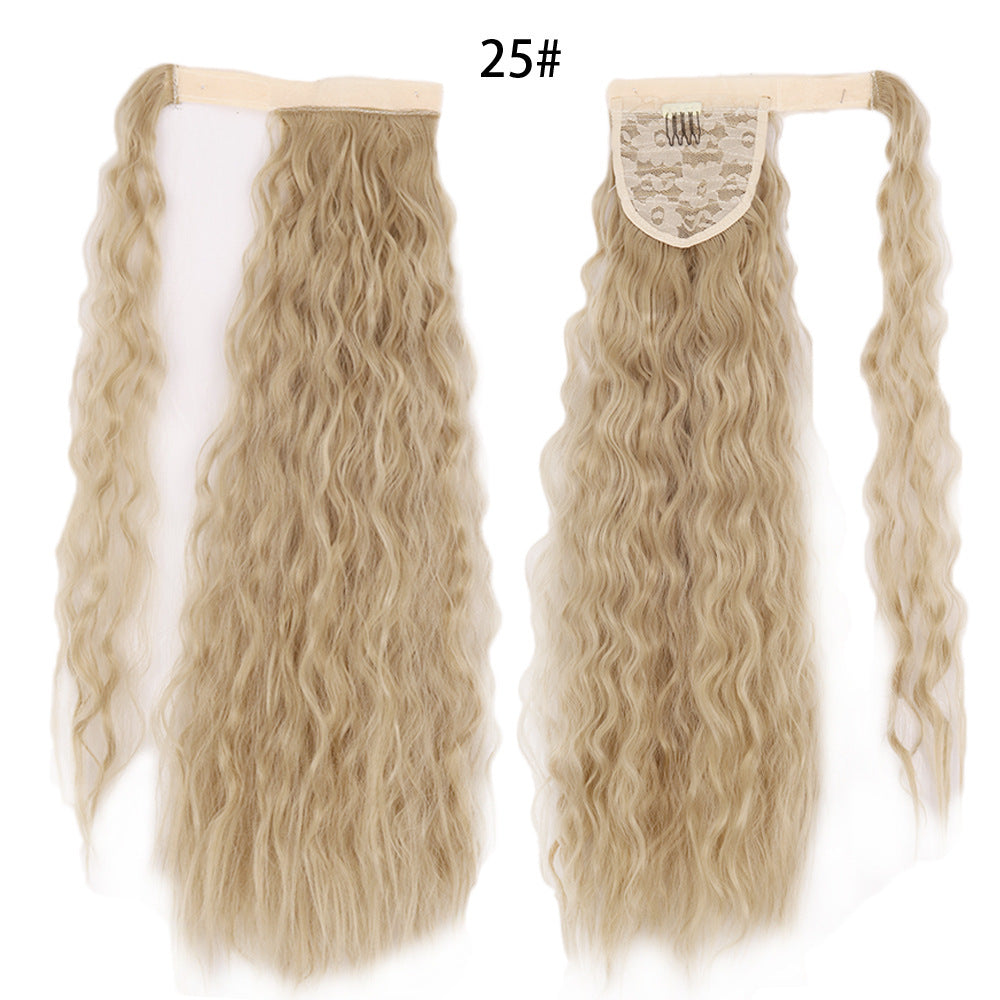 Water Wave Ponytail Wig – Velcro Wrap Synthetic High-Temperature Fiber